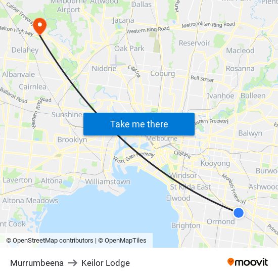 Murrumbeena to Keilor Lodge map