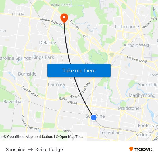 Sunshine to Keilor Lodge map