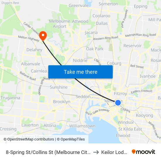 8-Spring St/Collins St (Melbourne City) to Keilor Lodge map