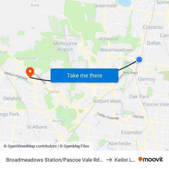 Broadmeadows Station/Pascoe Vale Rd (Broadmeadows) to Keilor Lodge map