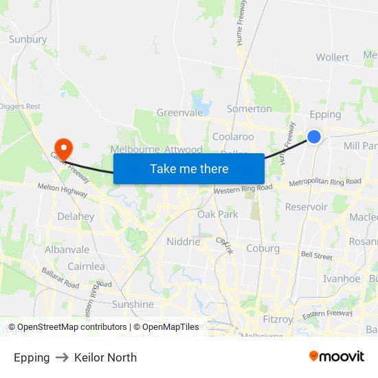 Epping to Keilor North map