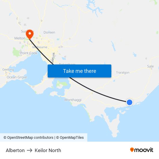 Alberton to Keilor North map