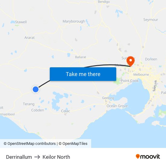 Derrinallum to Keilor North map