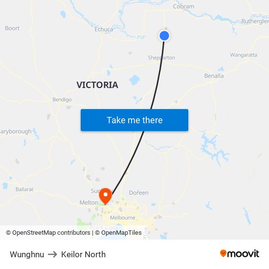 Wunghnu to Keilor North map