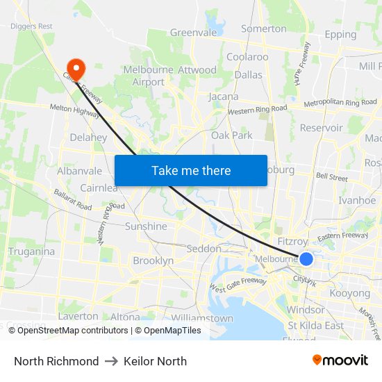 North Richmond to Keilor North map