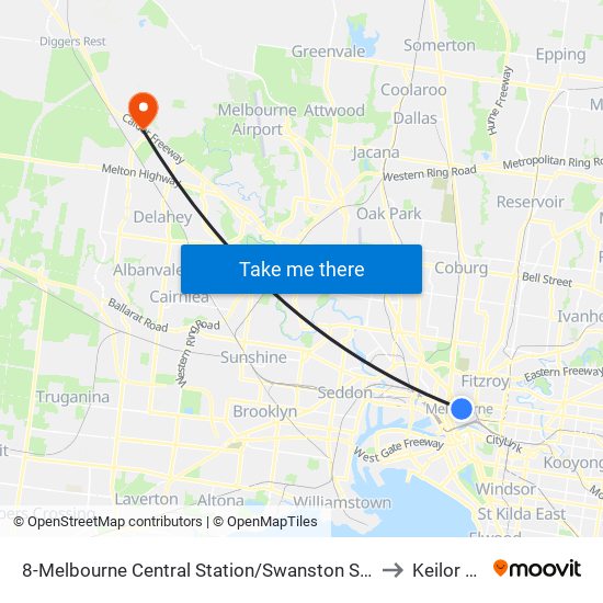 8-Melbourne Central Station/Swanston St (Melbourne City) to Keilor North map