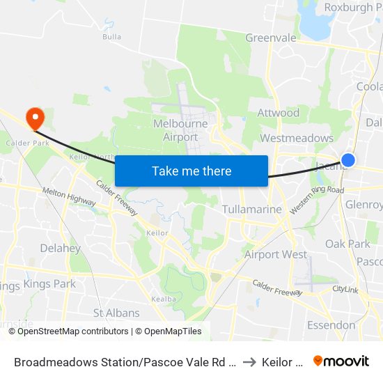 Broadmeadows Station/Pascoe Vale Rd (Broadmeadows) to Keilor North map