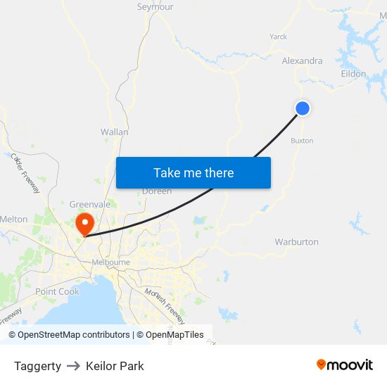 Taggerty to Keilor Park map