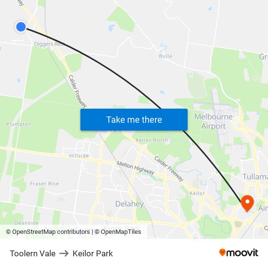 Toolern Vale to Keilor Park map