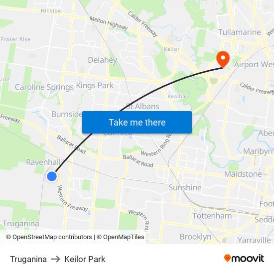 Truganina to Keilor Park map