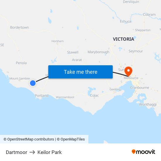 Dartmoor to Keilor Park map