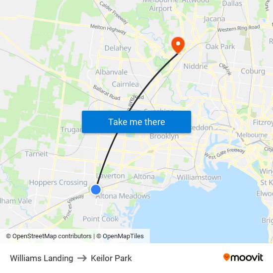 Williams Landing to Keilor Park map