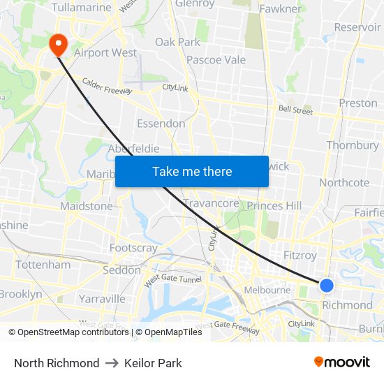 North Richmond to Keilor Park map