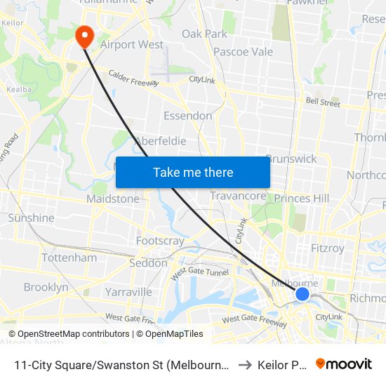 11-City Square/Swanston St (Melbourne City) to Keilor Park map