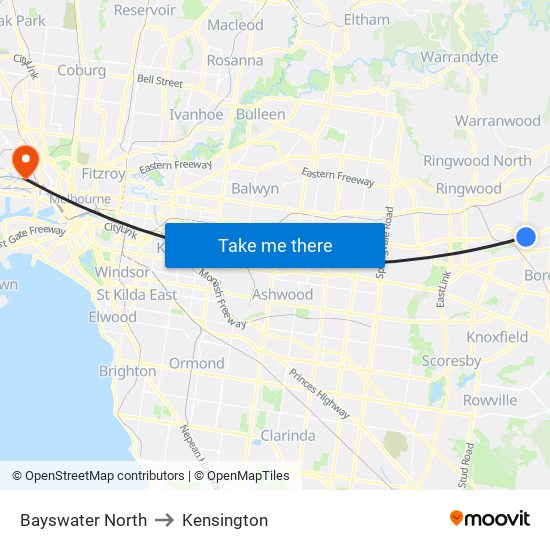 Bayswater North to Kensington map