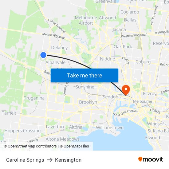 Caroline Springs to Kensington map