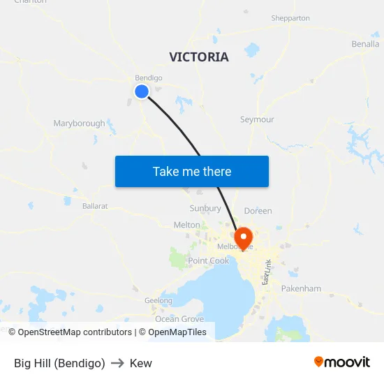 Big Hill (Bendigo) to Kew map