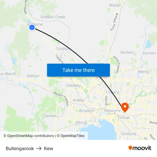 Bullengarook to Kew map