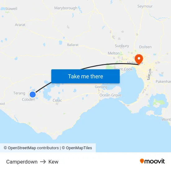 Camperdown to Kew map