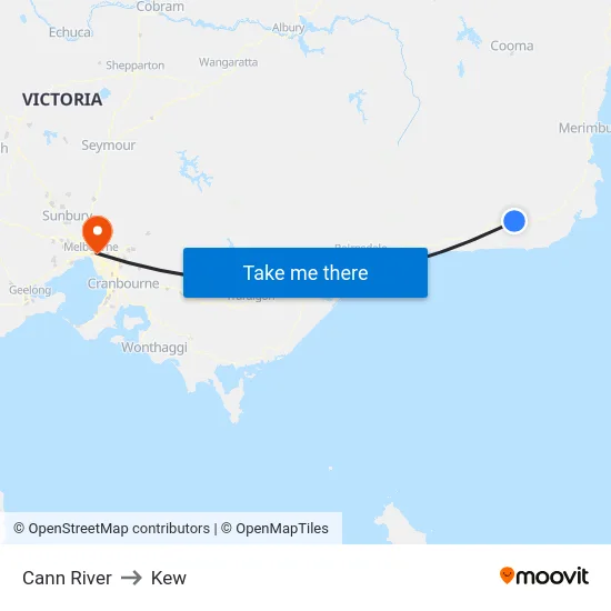 Cann River to Kew map