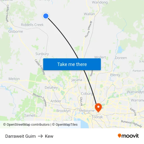Darraweit Guim to Kew map