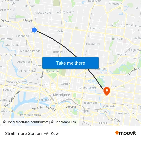Strathmore Station to Kew map