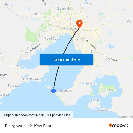 Blairgowrie to Kew East map