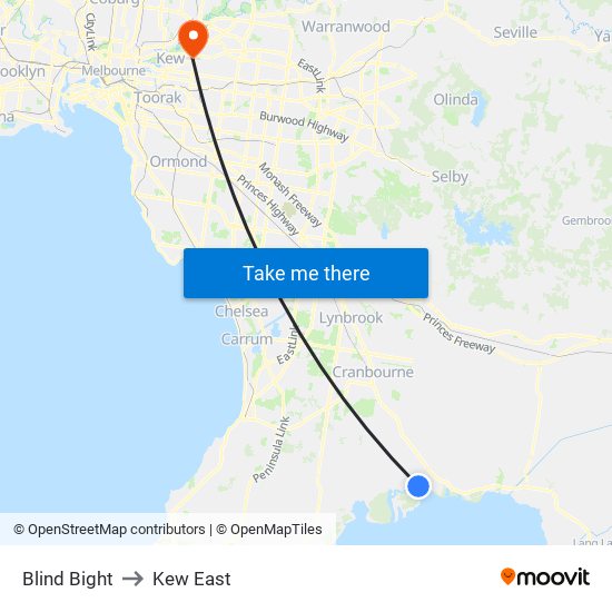 Blind Bight to Kew East map