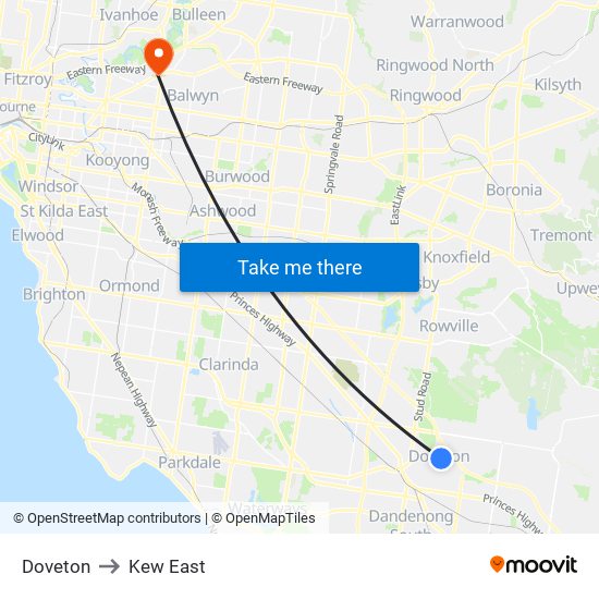 Doveton to Kew East map