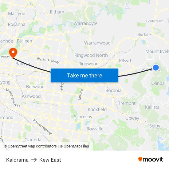 Kalorama to Kew East map