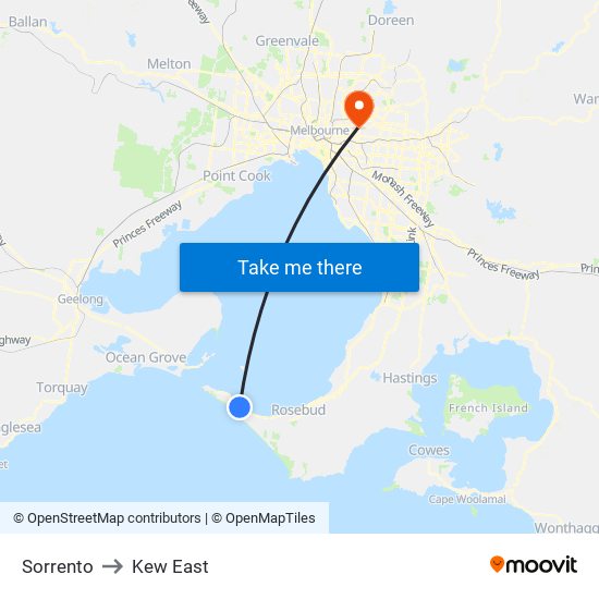 Sorrento to Kew East map