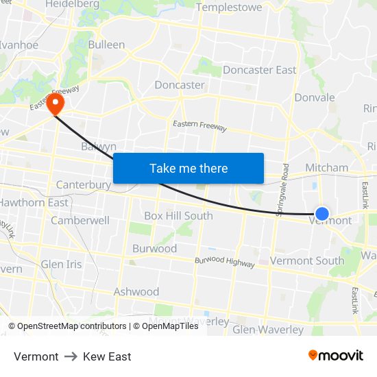 Vermont to Kew East map