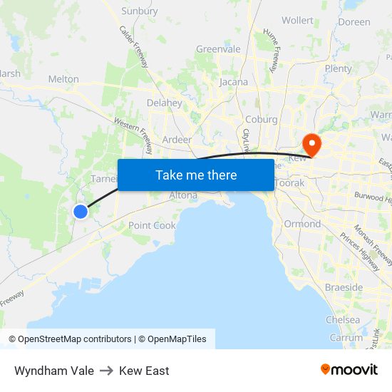 Wyndham Vale to Kew East map