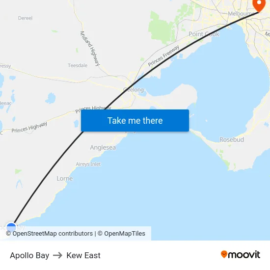 Apollo Bay to Kew East map