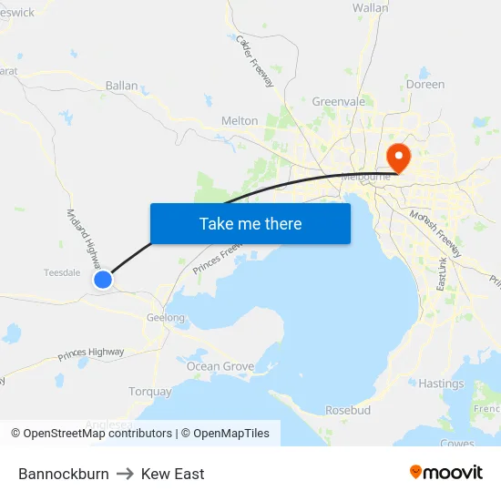 Bannockburn to Kew East map