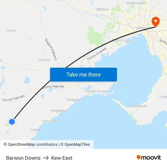 Barwon Downs to Kew East map