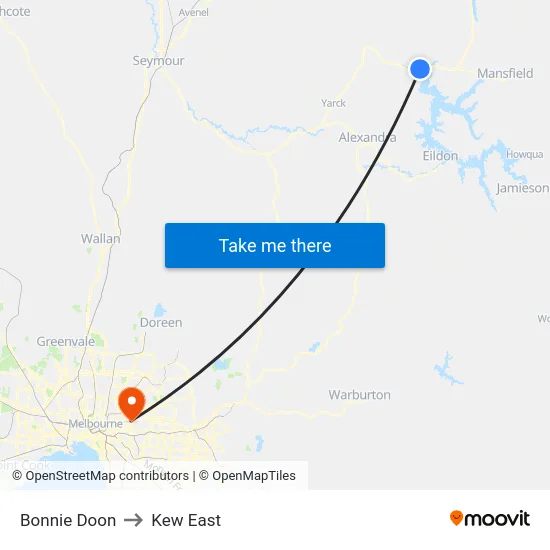Bonnie Doon to Kew East map