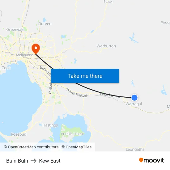 Buln Buln to Kew East map