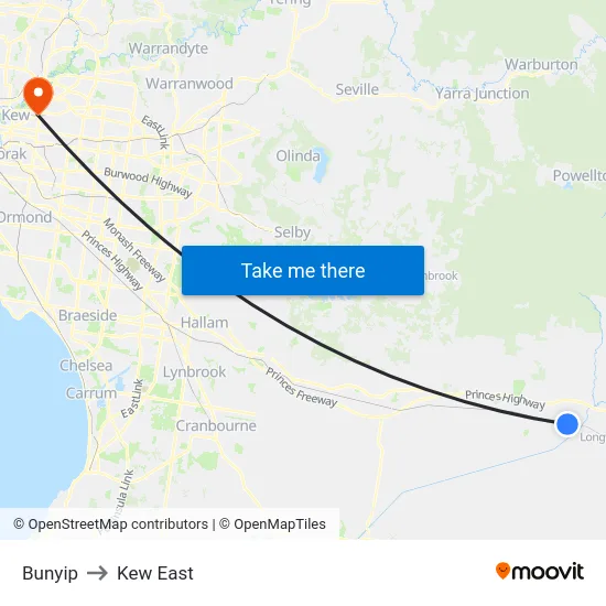 Bunyip to Kew East map