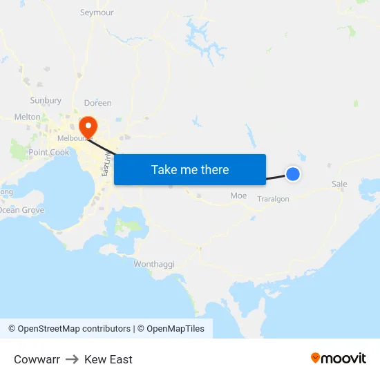 Cowwarr to Kew East map