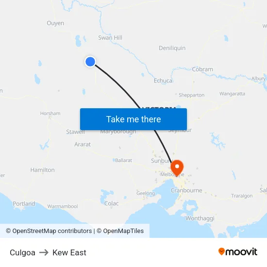 Culgoa to Kew East map