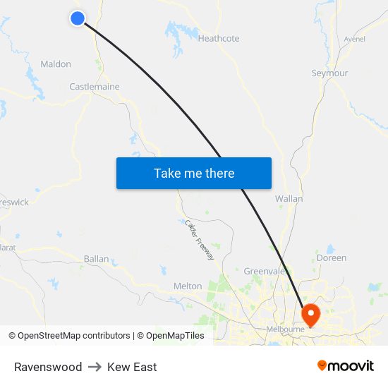 Ravenswood to Kew East map