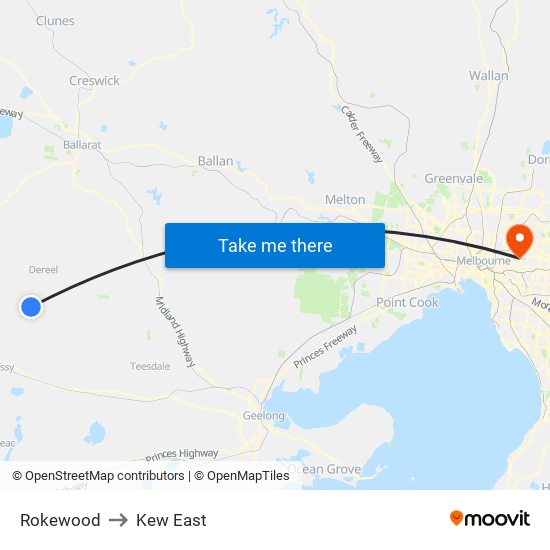 Rokewood to Kew East map