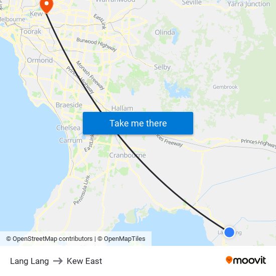 Lang Lang to Kew East map