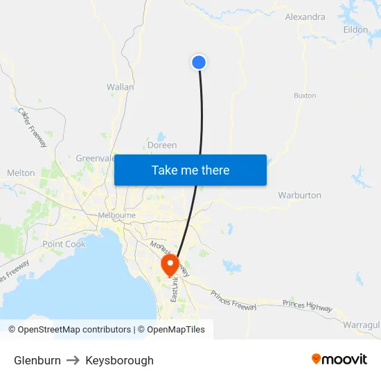 Glenburn to Keysborough map