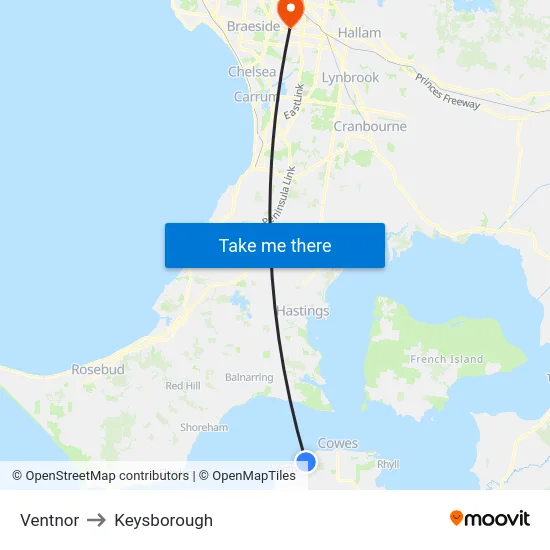 Ventnor to Keysborough map