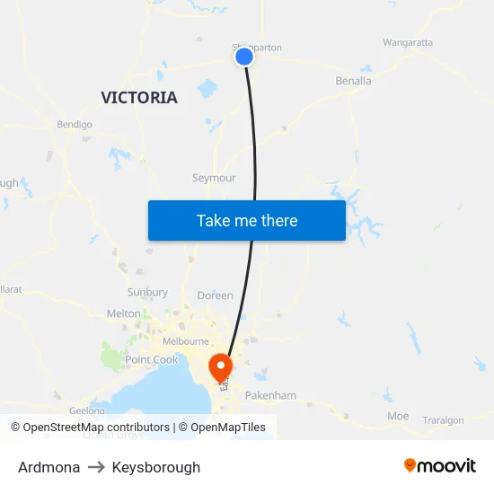 Ardmona to Keysborough map