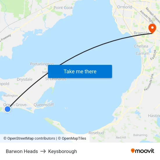 Barwon Heads to Keysborough map
