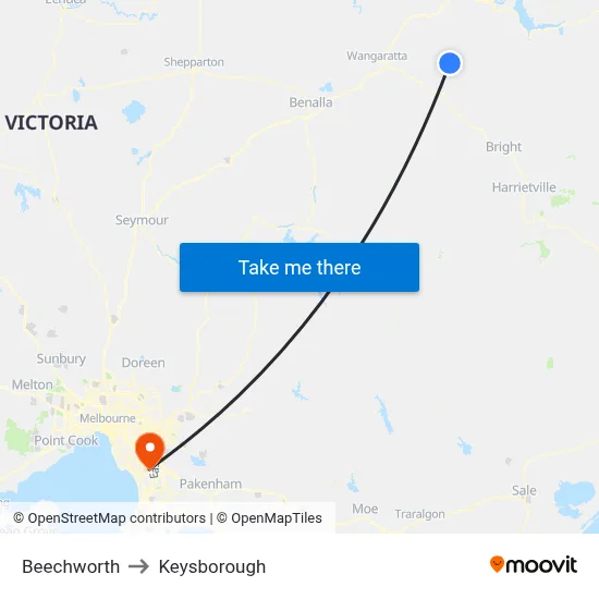 Beechworth to Keysborough map