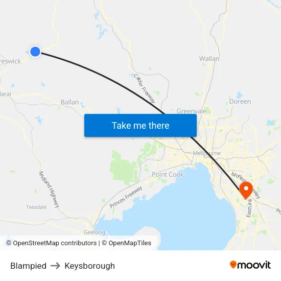 Blampied to Keysborough map